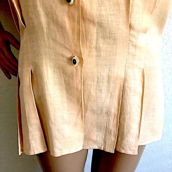 Esprit Blush Pink Linen Fitted Button Up Shirt - Picture 4 of 8